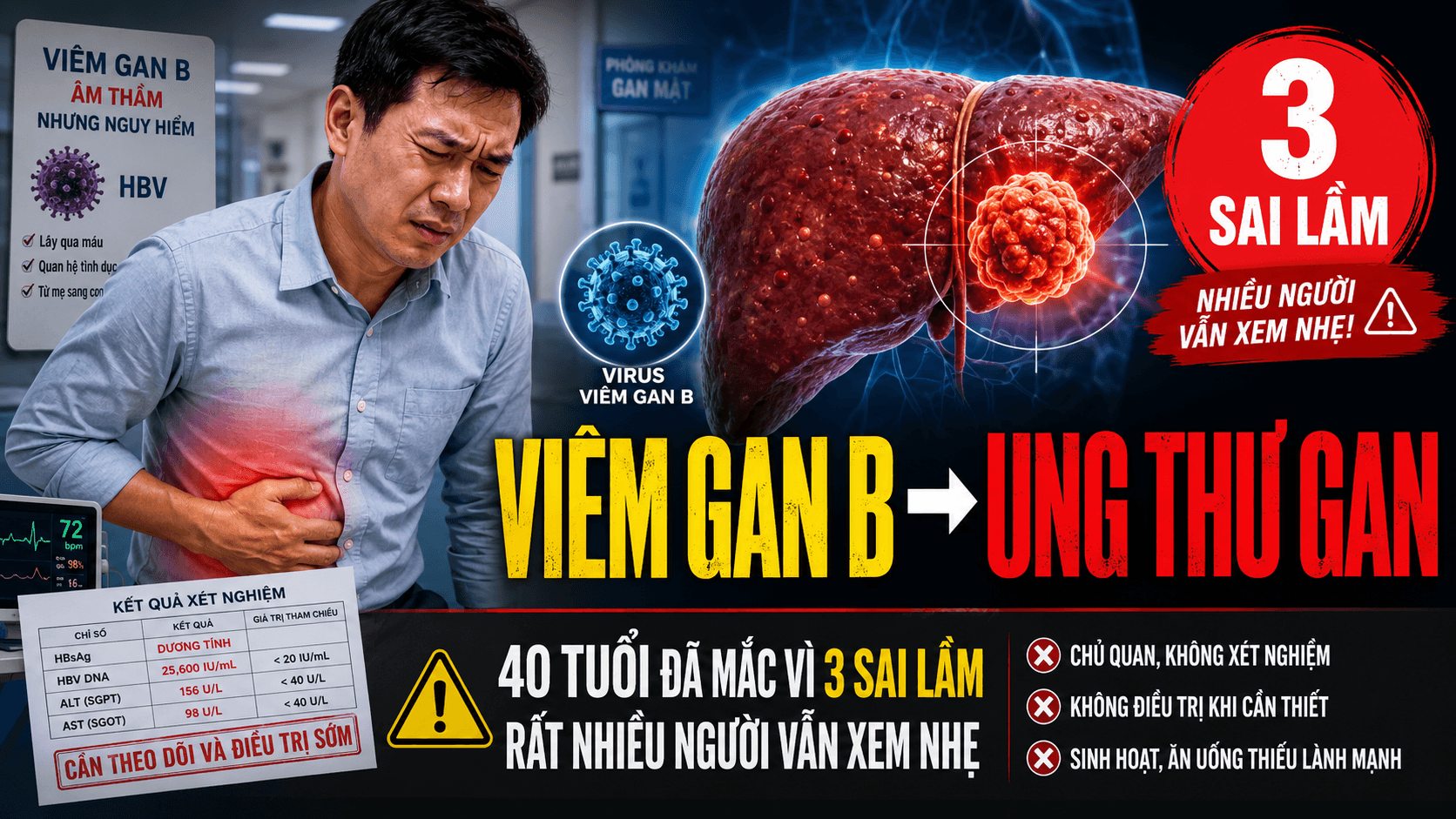 Viêm gan B ung thư gan: 40 tuổi đã mắc vì 3 sai lầm rất nhiều người vẫn xem nhẹ